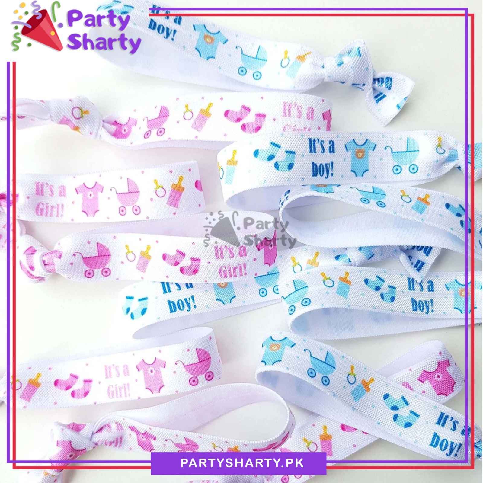 It's a Girl / Boy Printed White Ribbons For Welcome Baby or Baby Shower Celebrations