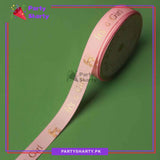 It's a Girl Golden Foil Printed Pink Texture Ribbons For Welcome Baby Celebrations