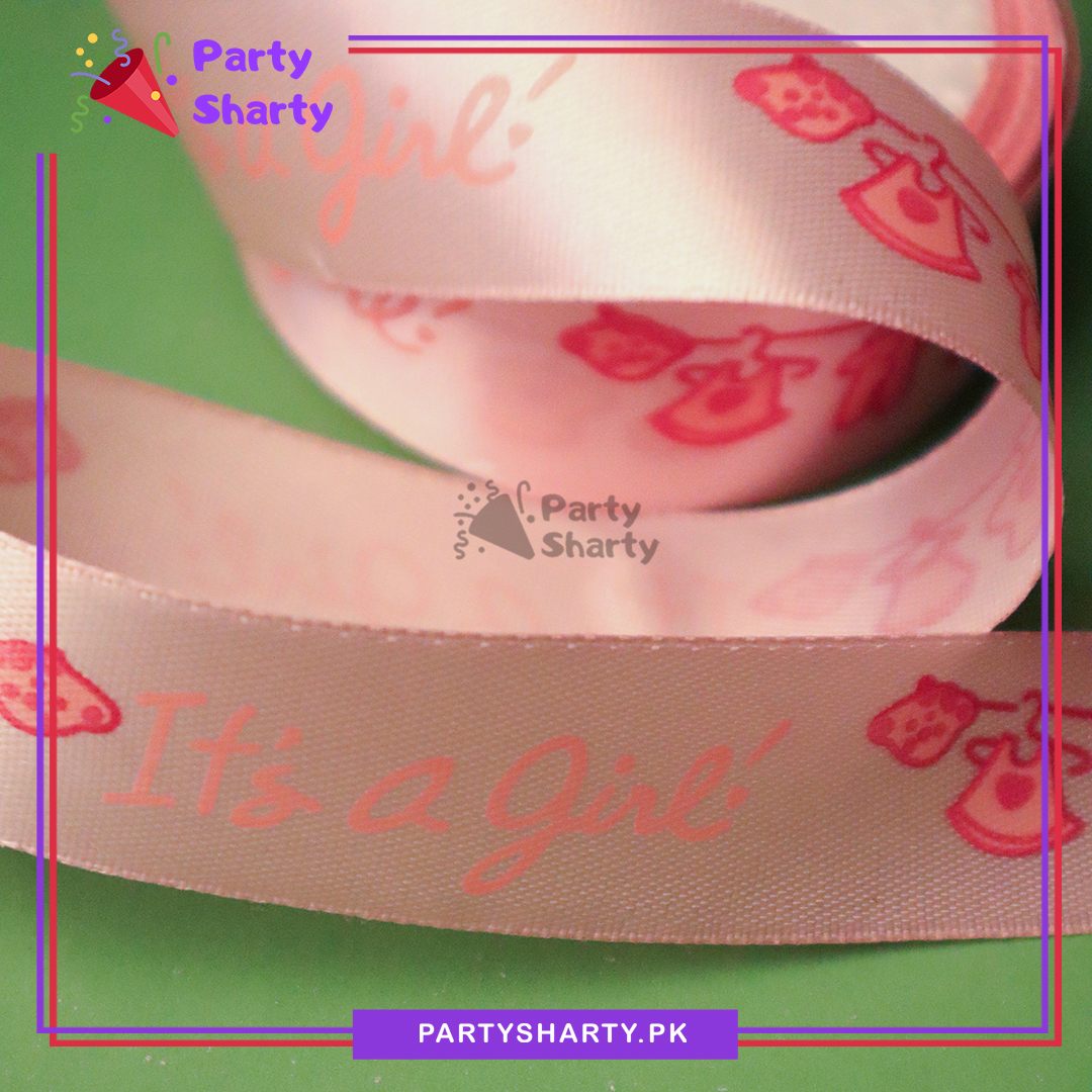 It's a Girl Printed Pink Ribbons For Welcome Baby or Baby Shower Celebrations