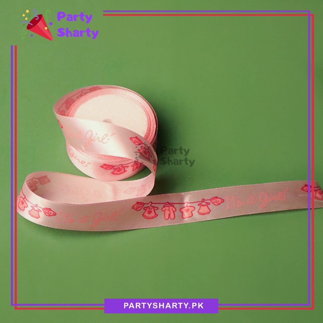 It's a Girl Printed Pink Ribbons For Welcome Baby or Baby Shower Celebrations