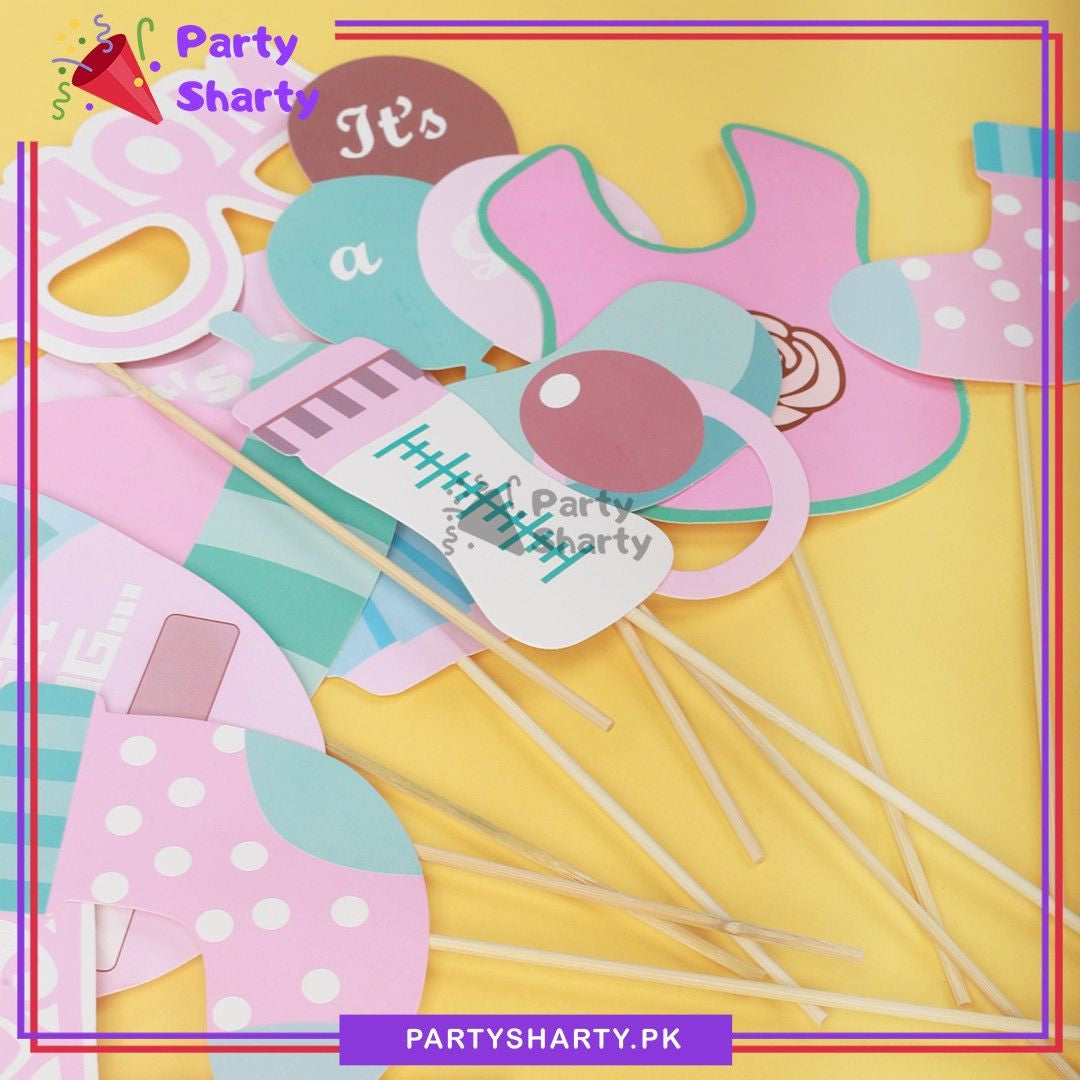 It's a Boy / Girl Theme Photo Booth Props (Pack of 12) For Gender Reveal, Welcome Baby or Baby Shower Party Celebration and Decoration