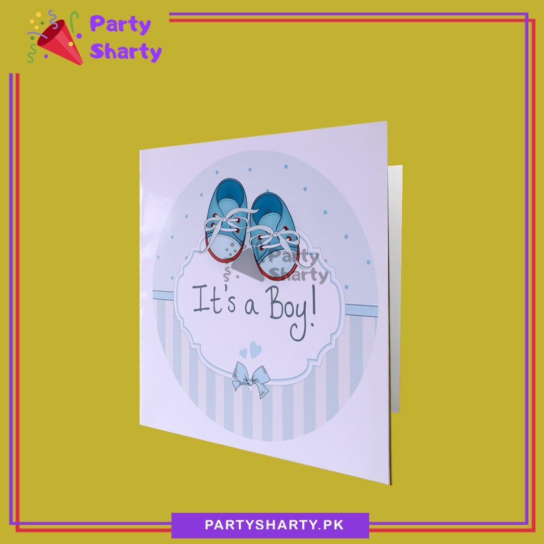It's a Boy With Baby Shoes Printed Greeting Card
