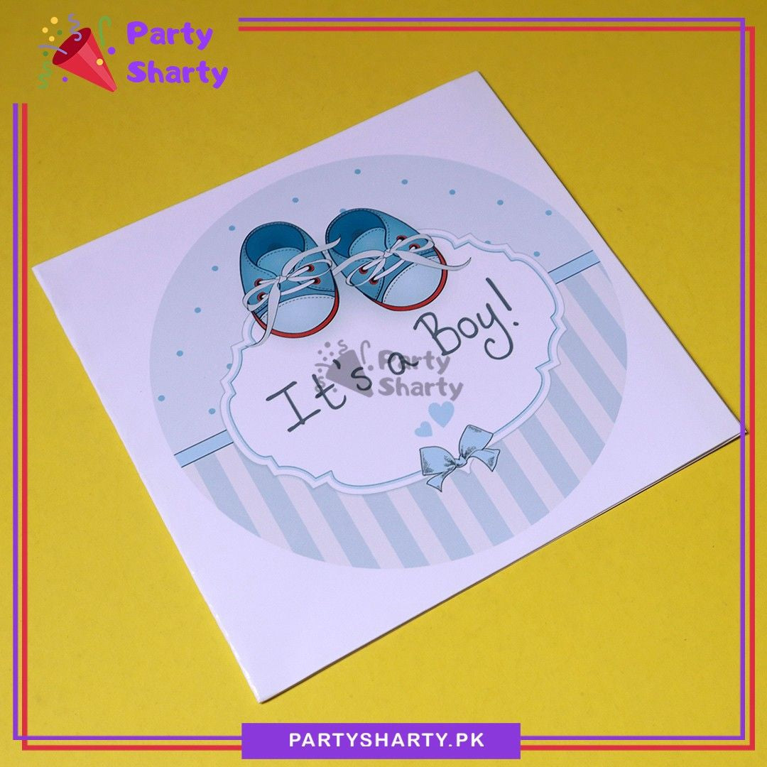 It's a Boy With Baby Shoes Printed Greeting Card
