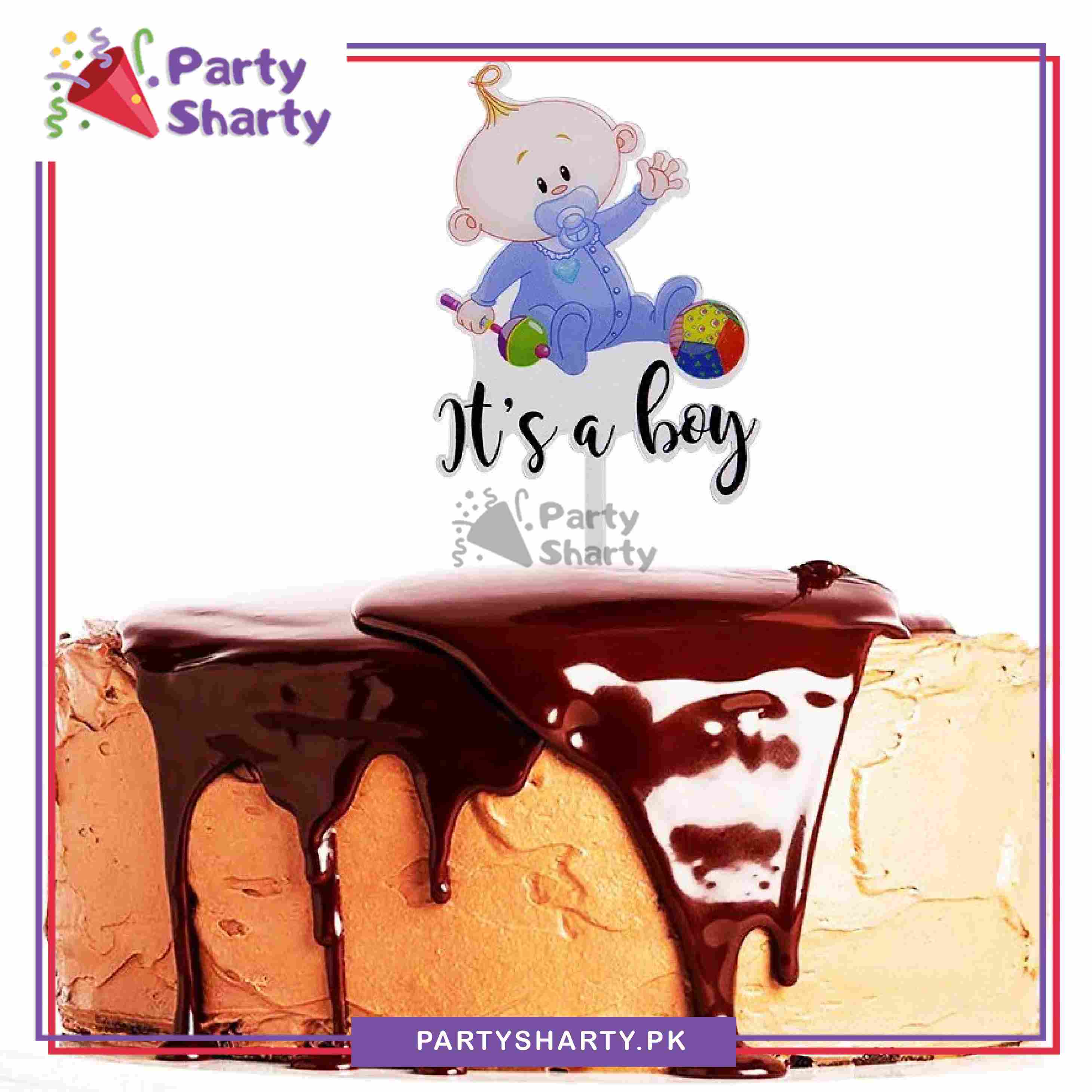 Its a Boy Cake Topper for Welcome Baby, Baby Shower or Gender Reveal Party Decoration
