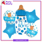 Its a Boy / Girl Feeder Shaped Foil Balloon Set of 5 For Baby Shower, Gender Reveal and Welcome Baby Decoration and Celebrations
