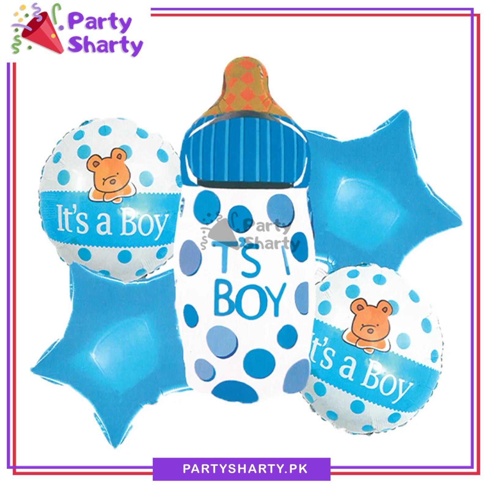 Its a Boy / Girl Feeder Shaped Foil Balloon Set of 5 For Baby Shower, Gender Reveal and Welcome Baby Decoration and Celebrations