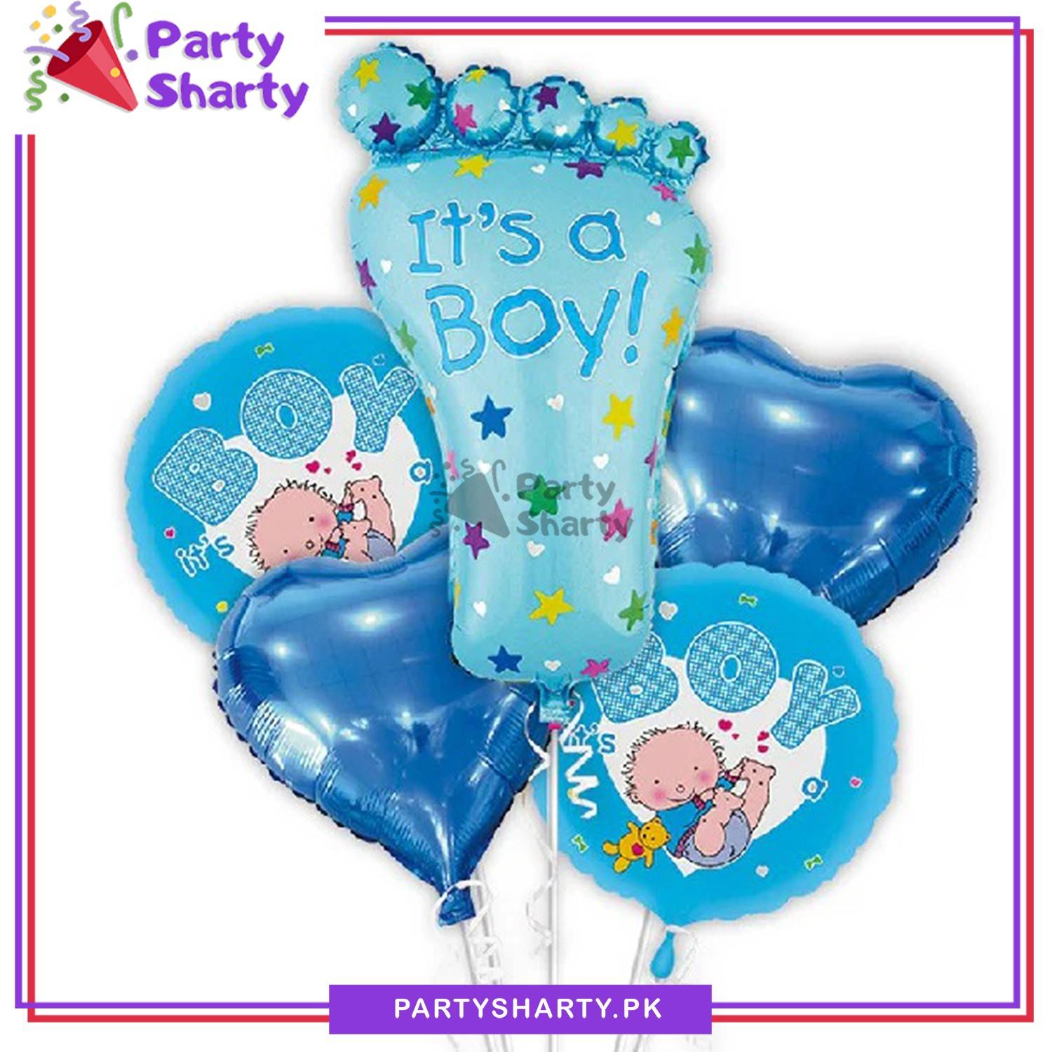 It's a Boy / It's a Girl Foot Shaped Aluminum Foil Balloon Set of 5 For Baby Shower, Birthday Party Decoration and Celebrations