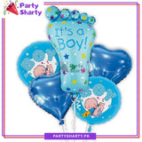 It's a Boy / It's a Girl Foot Shaped Aluminum Foil Balloon Set of 5 For Baby Shower, Birthday Party Decoration and Celebrations