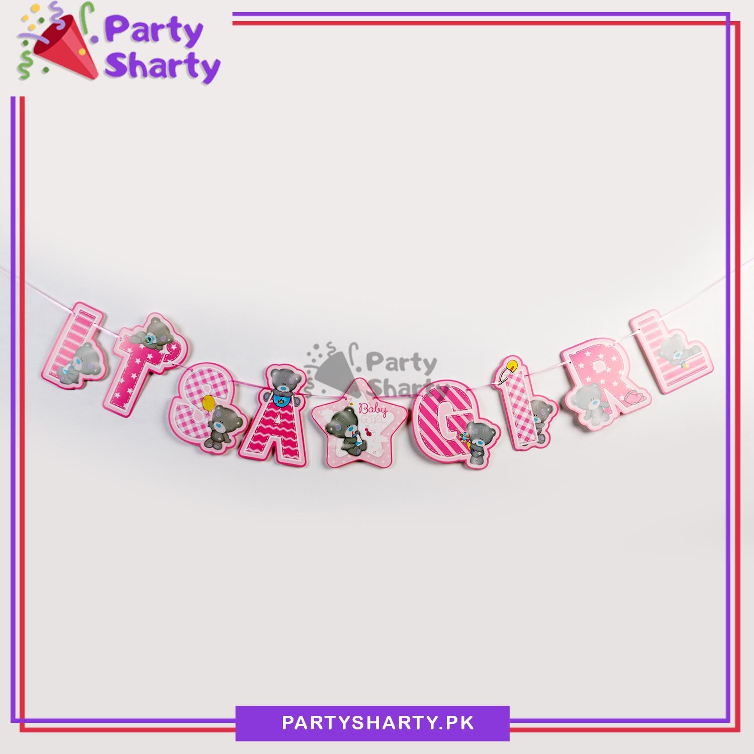 Its a Boy / Girl Card Banner Teddy Bear Theme for Welcome Baby Party Decoration and Celebration