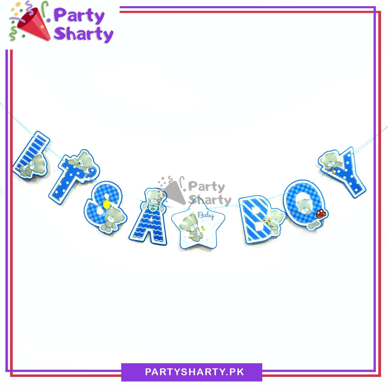 Its a Boy / Girl Card Banner Teddy Bear Theme for Welcome Baby Party Decoration and Celebration