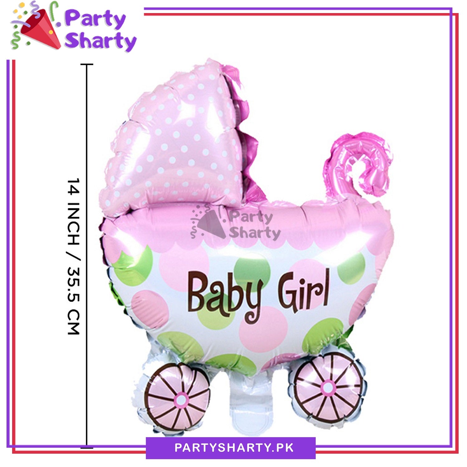Mini Size Baby Cart Shaped Foil Balloon for Baby Shower, Gender Reveal Event and Decoration
