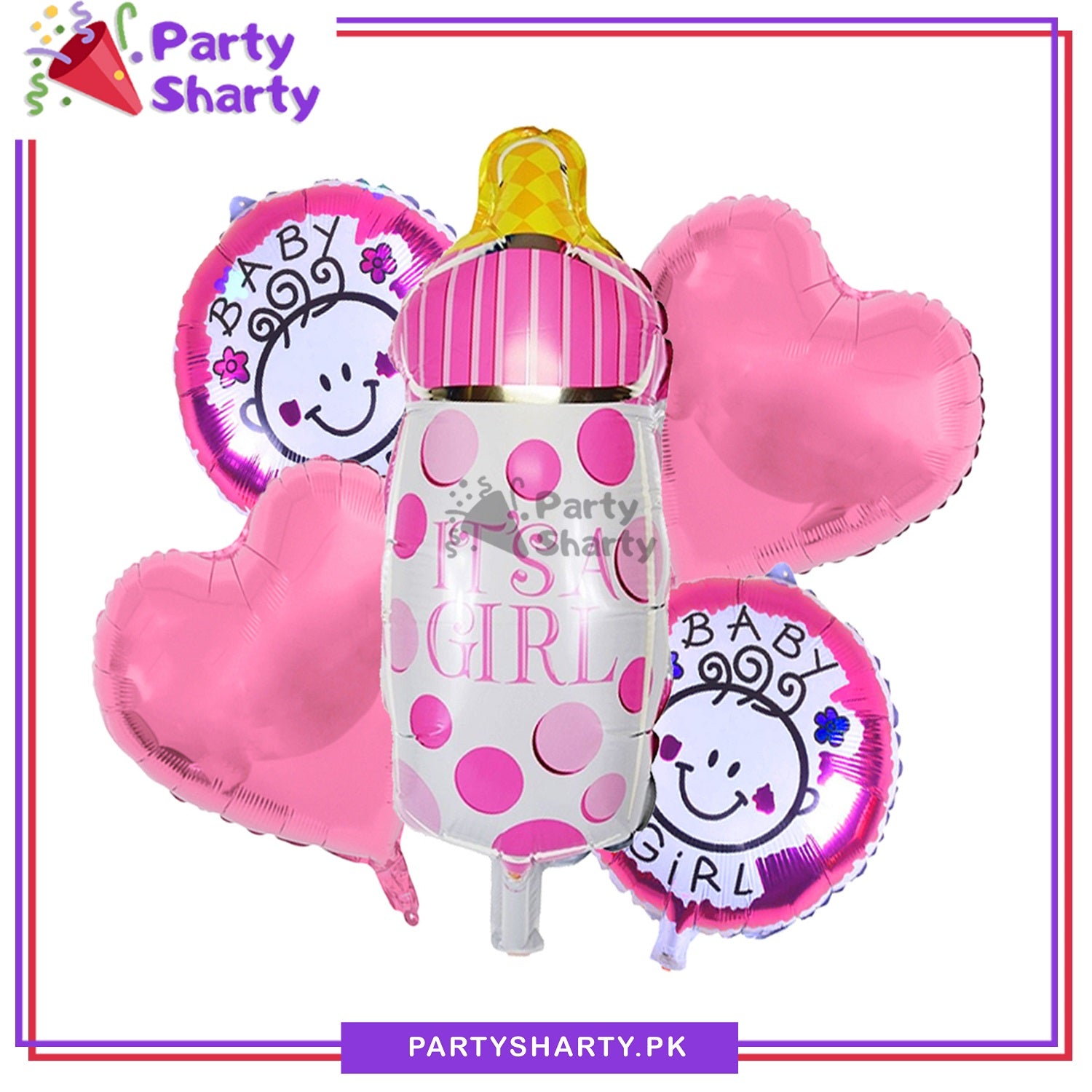 Its a Boy / Girl Feeder Shaped Foil Balloon Set of 5 For Baby Shower, Gender Reveal and Welcome Baby Decoration and Celebrations