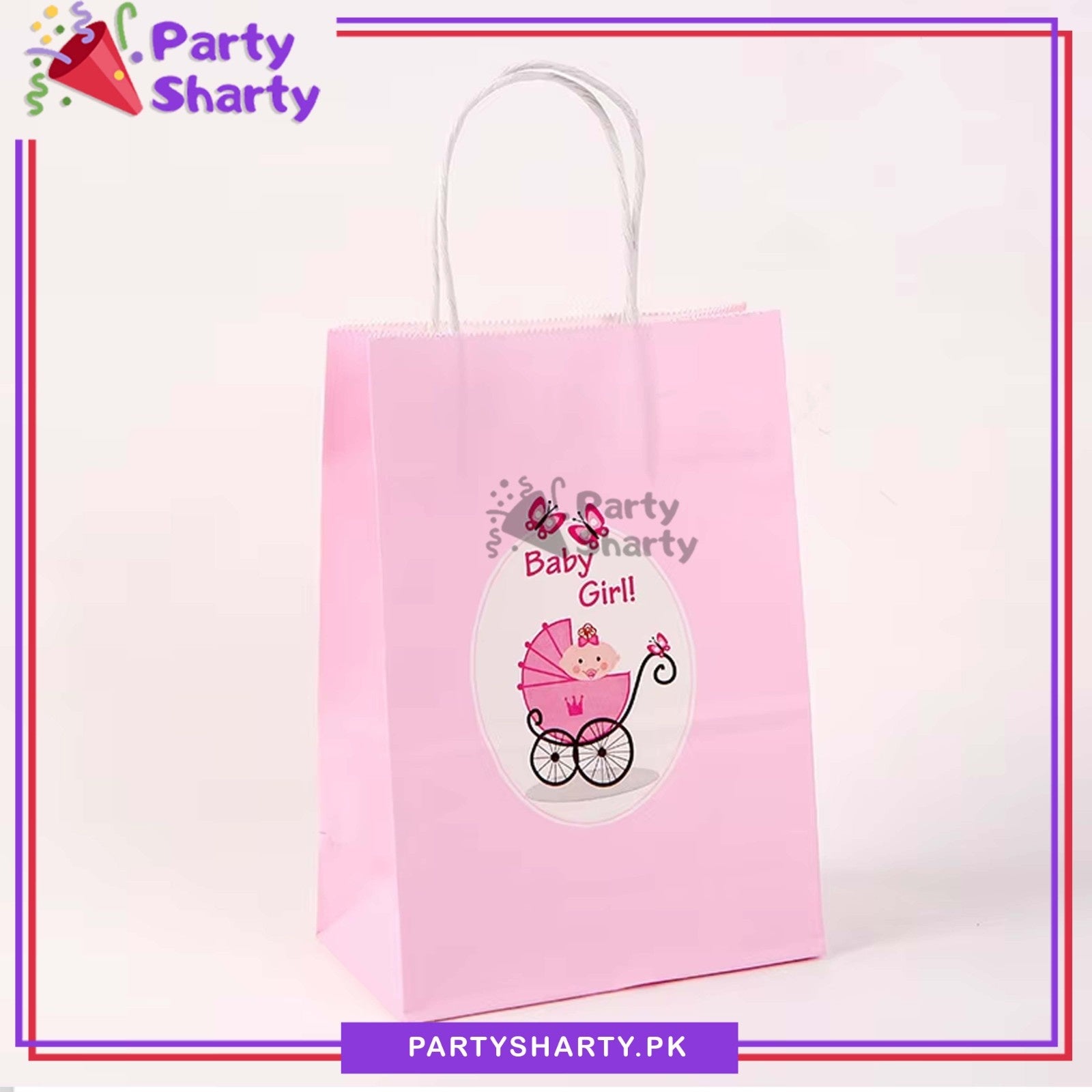 Baby Girl Theme Paper Goody Bag Pack Of 6 For Welcome Baby Event Giveaways