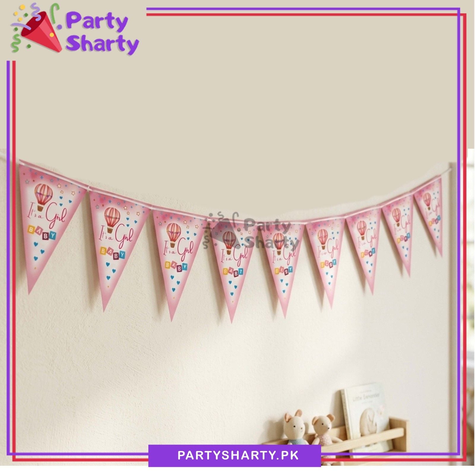 Its a Girl Theme Party Flags Bunting for Welcome Baby Theme Decoration & Celebrations