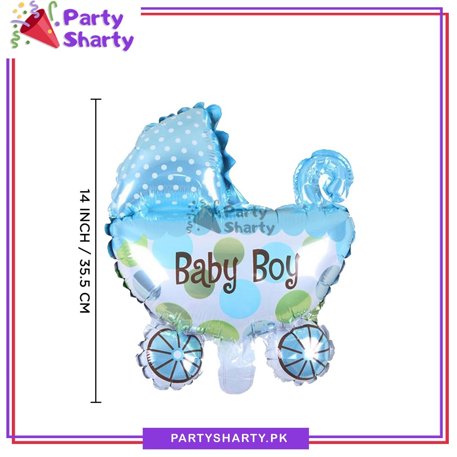 Mini Size Baby Cart Shaped Foil Balloon for Baby Shower, Gender Reveal Event and Decoration