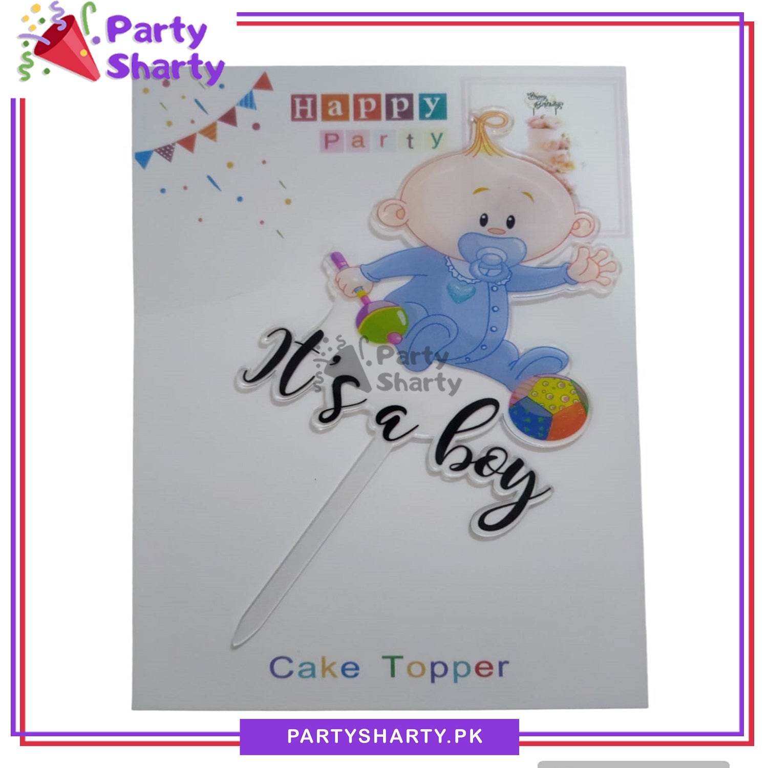 Its a Boy Cake Topper for Welcome Baby, Baby Shower or Gender Reveal Party Decoration