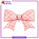 74x98cms Gingham Bow Foil Balloon For Party Decorations & Celebrations