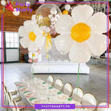 Jumbo Size White Daisy Flower Foil Balloon For Theme Based Birthday Party Decoration And Celebration