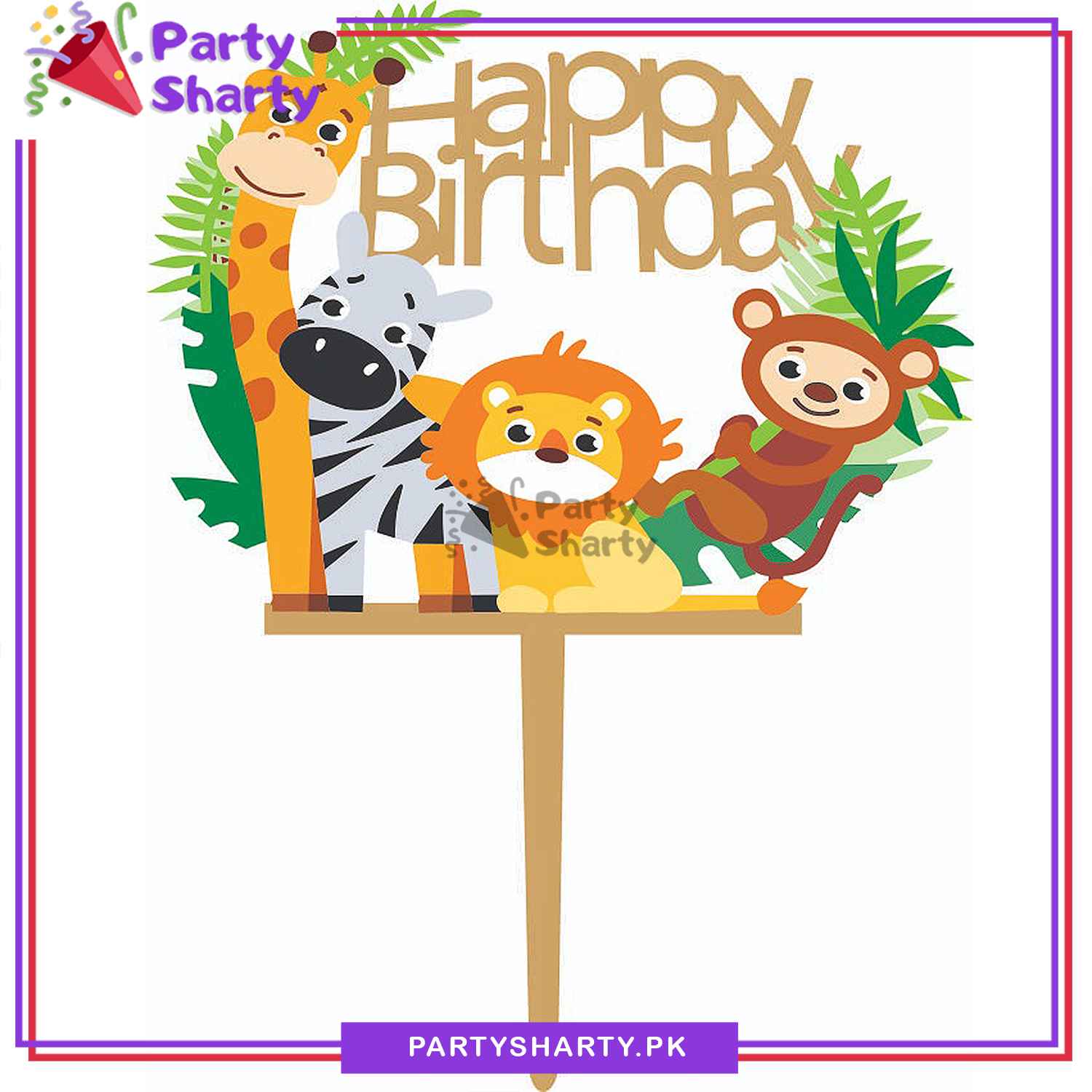 Jungle / Safari Acrylic Cake Topper For Jungle/safari Birthday Theme Party and Decoration