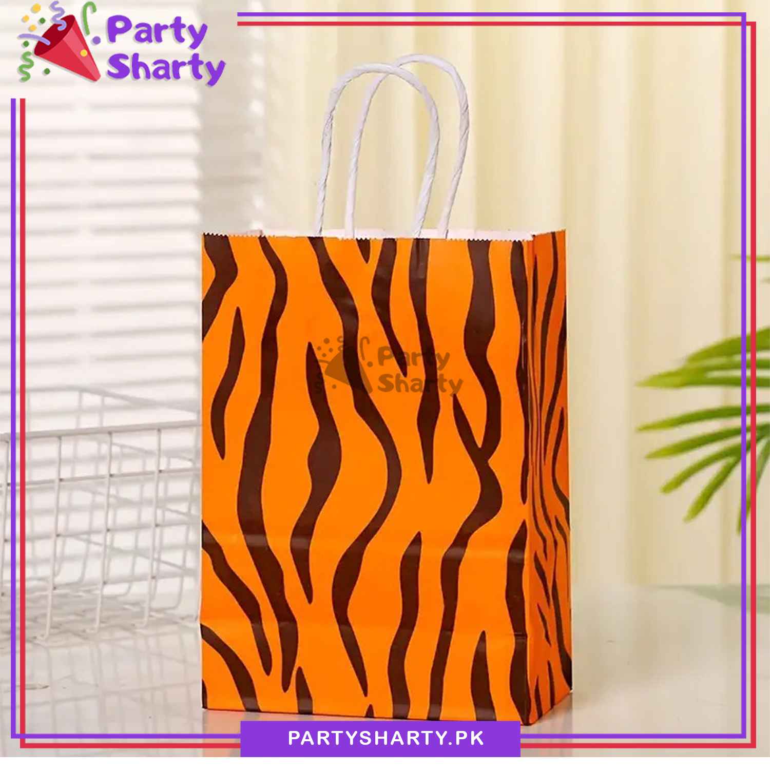 Jungle Theme Print Paper Bags Pack of 6 For Jungle Safari Theme Party Decoration and Celebration