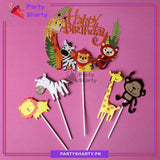 Jungle Theme Cake Topper Set of 5 for Jungle / Safari / Wild One Theme Birthday Decoration and Celebration