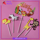 Jungle Theme Cake Topper Set of 5 for Jungle / Safari / Wild One Theme Birthday Decoration and Celebration