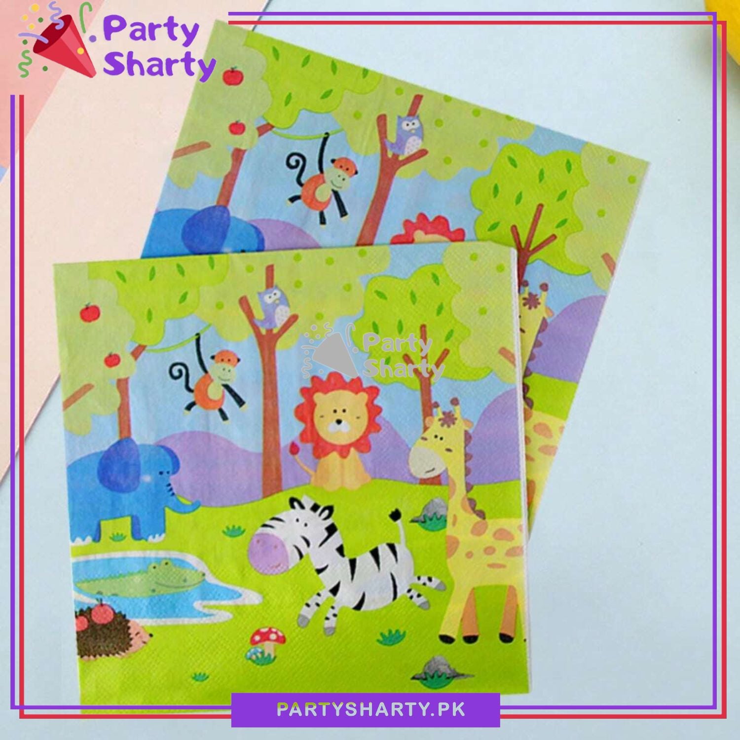 Jungle Theme Paper Napkins For Jungle / Safari Birthday Theme Party and Decoration