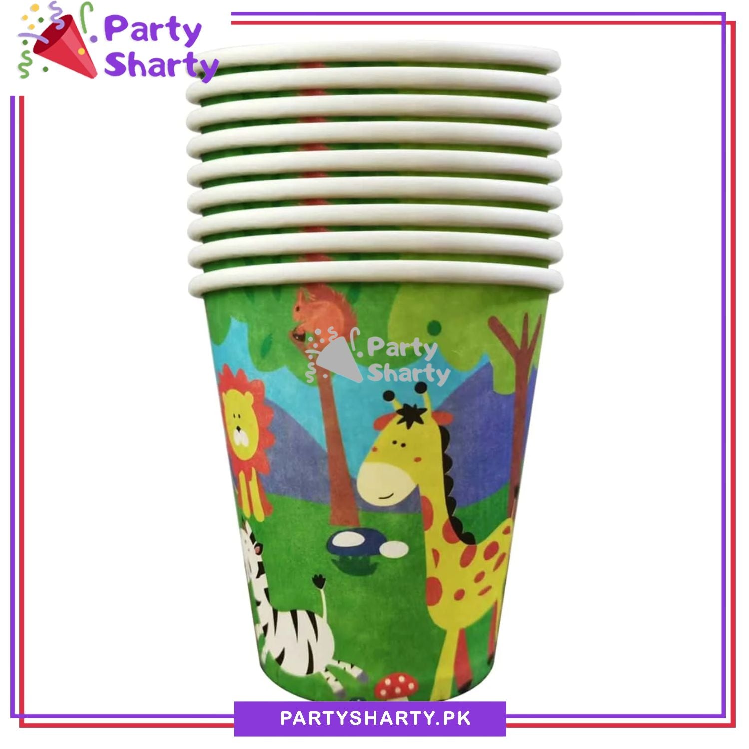 Jungle Zoo Theme Birthday Party Paper Cups / Glass For Themed Based Party Supplies and Decorations