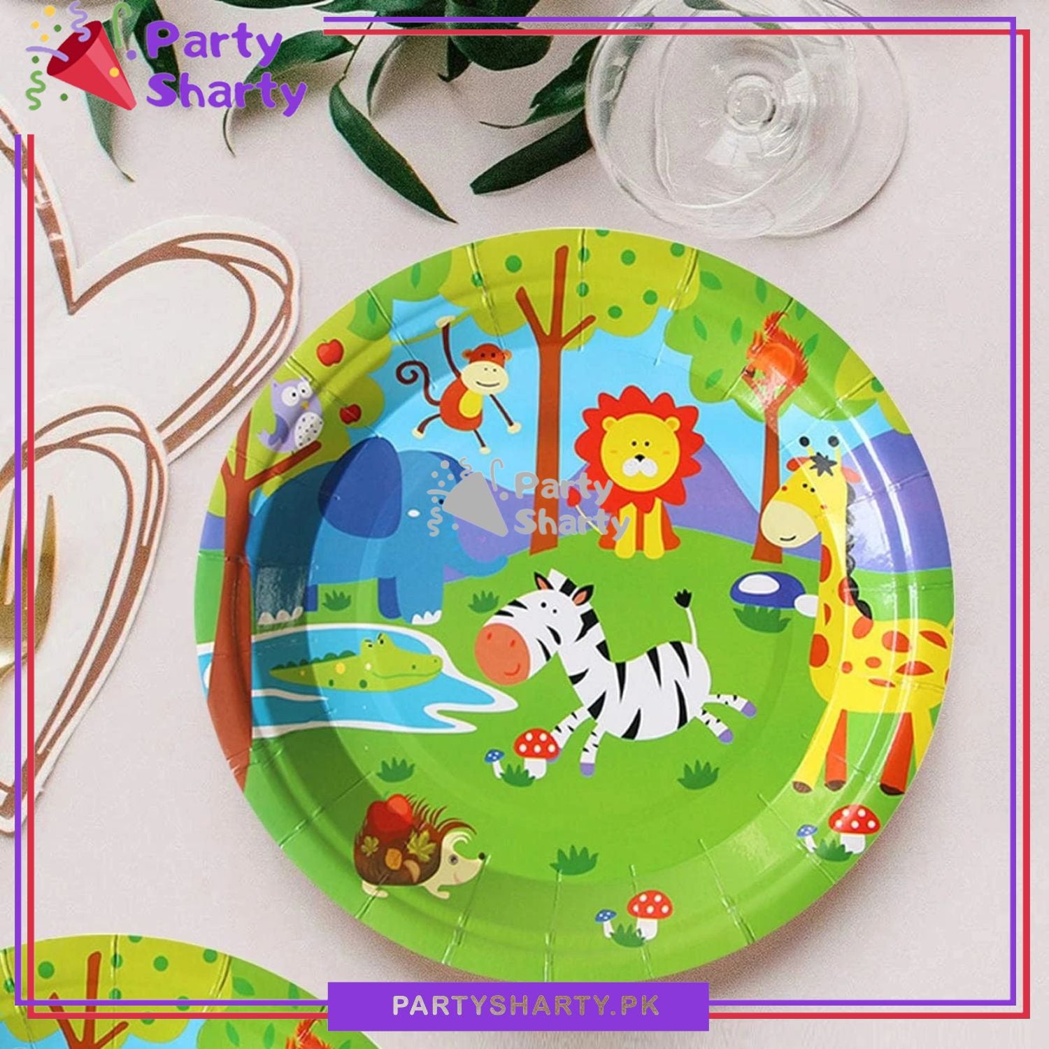 Jungle Zoo Theme Birthday Party Paper Plates For Themed Cake Paper Dessert Party Supplies and Decorations