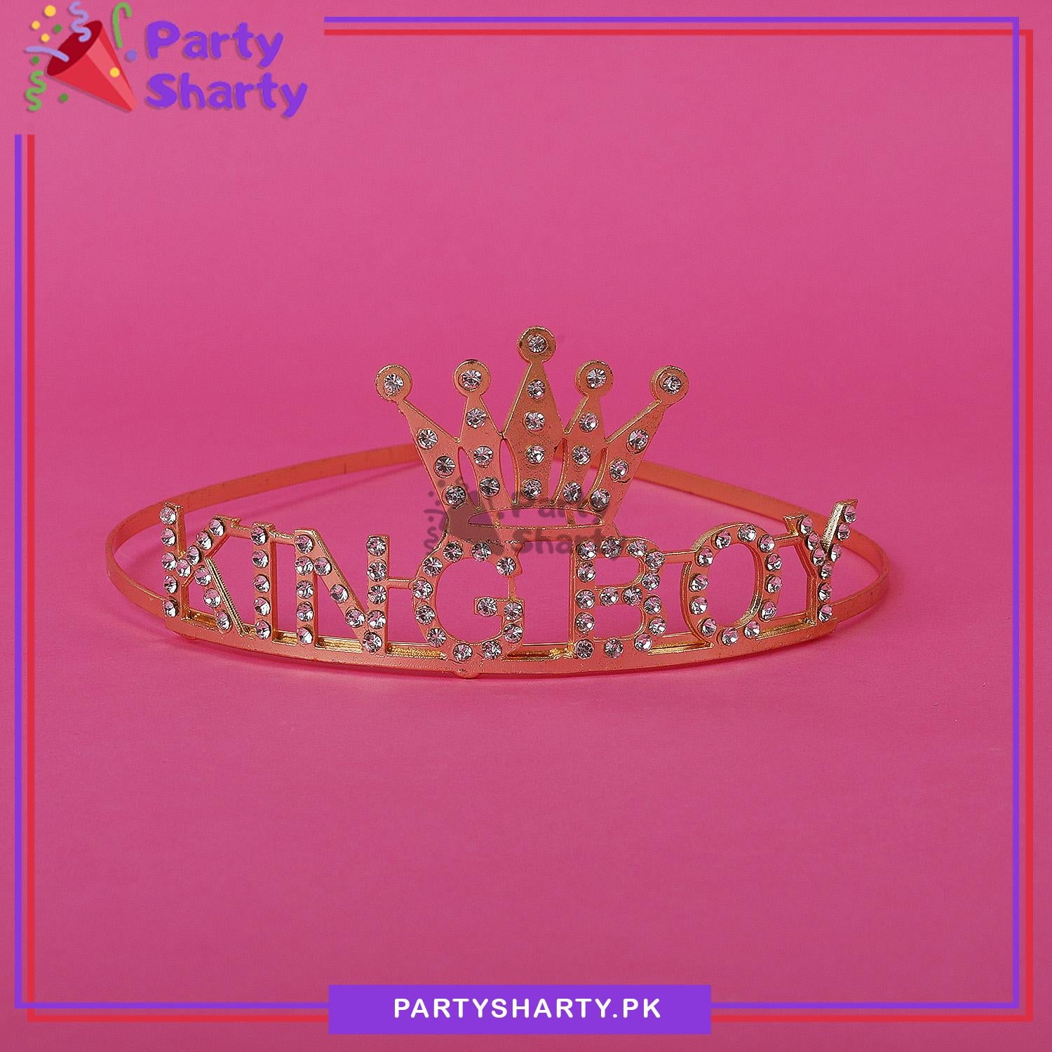 Silver Diamante King Boy Golden Metal Crown For Birthday Party Event and Celebration