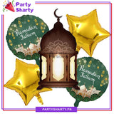 5pcs/set Ramadan Mubarak Lantern Foil Balloon For Ramadan Iftar Party Decoration and Celebration
