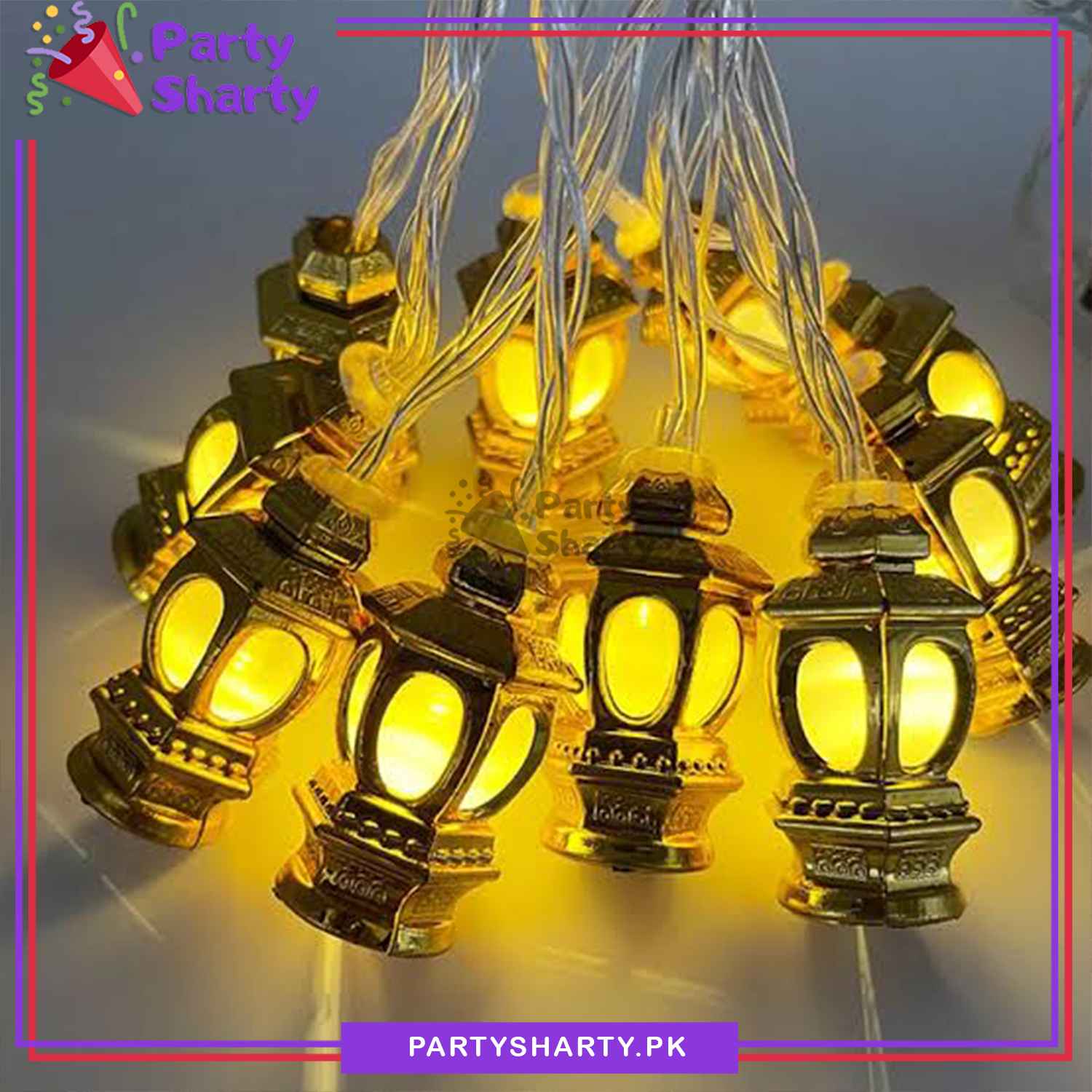 Golden Plastic Festive Stereo Palace Lamp Shaped Led String Lights For Ramadan & Eid Festival and Celebration