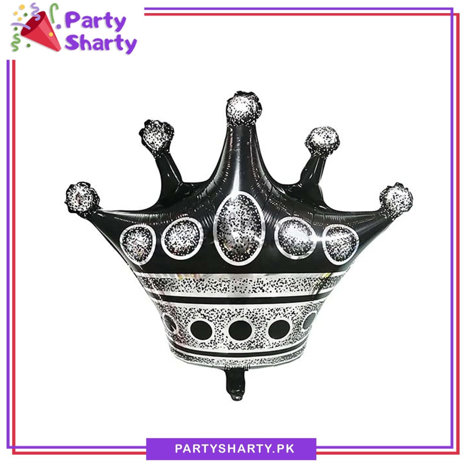 Black Large Crown Shaped Foil Balloon For Royal Birthday Party Decoration