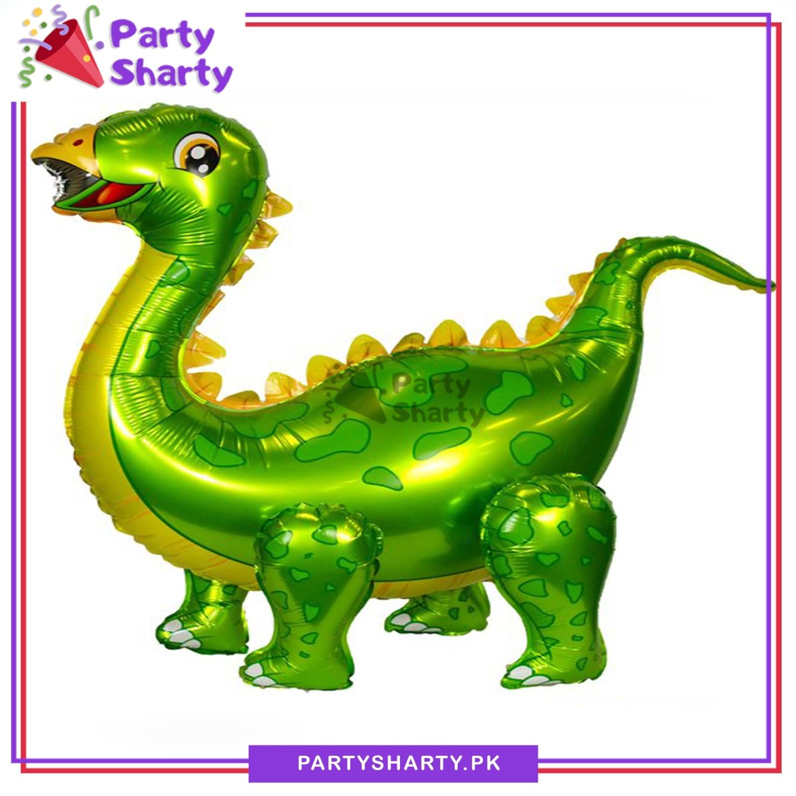 Large 3D Green Brontosaurus Dinosaur Foil Balloon for Dinosaur Theme Celebration & Decoration