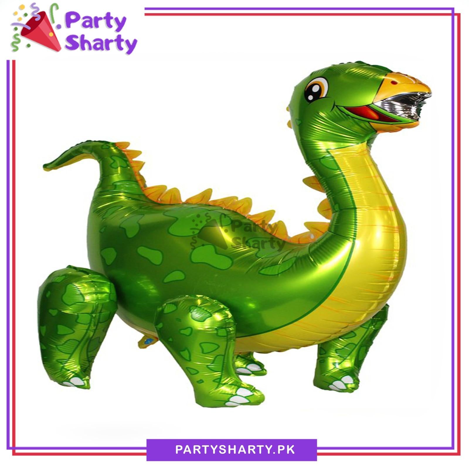 Large 3D Green Brontosaurus Dinosaur Foil Balloon for Dinosaur Theme Celebration & Decoration
