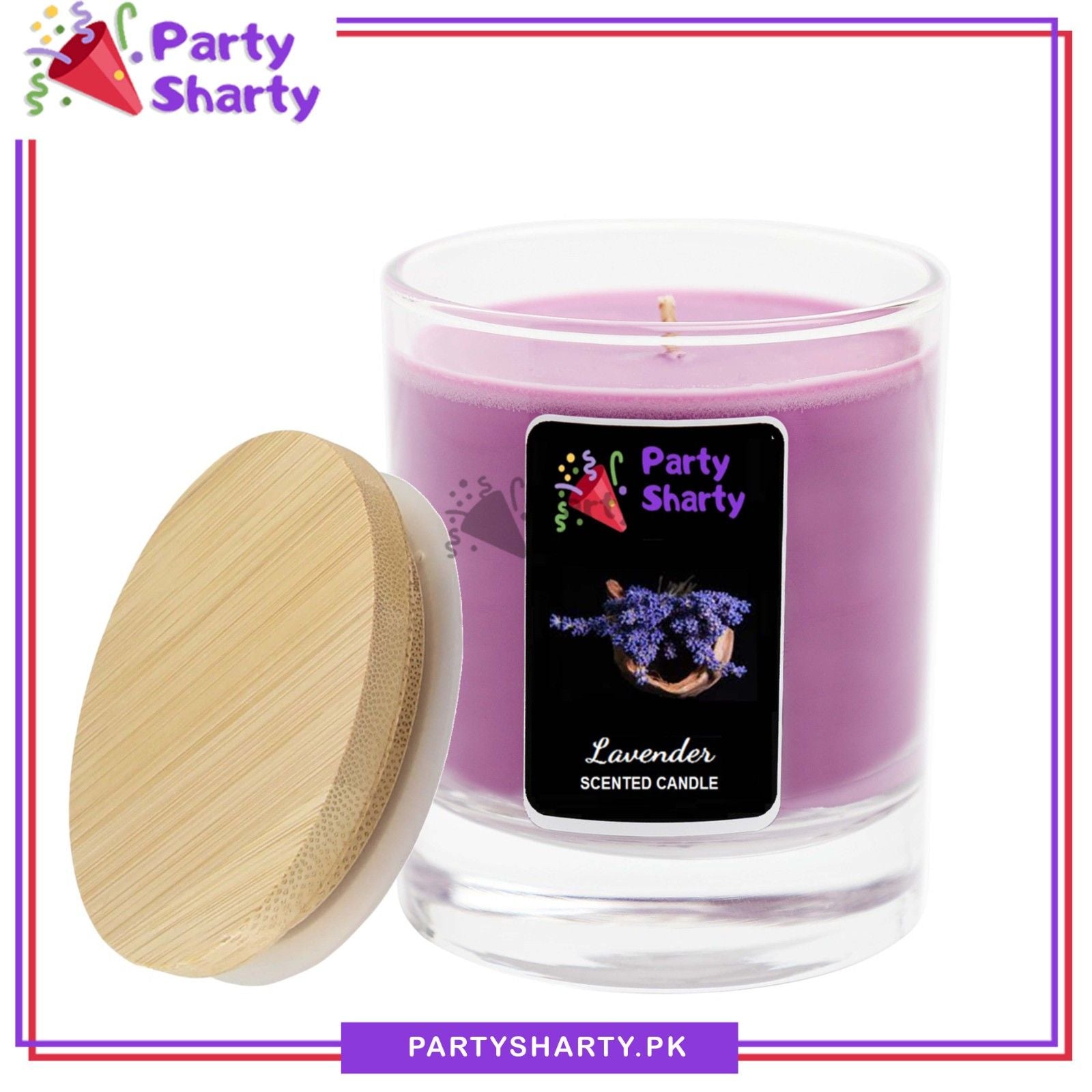 Lavender Scented Candle - Glass Jar with Wooden cap