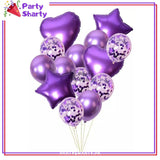 14 Pcs Confetti Decorative Party Balloons Set (Star, Heart Shaped & Confetti Filled Latex Party Balloons Set) For Birthday and Event