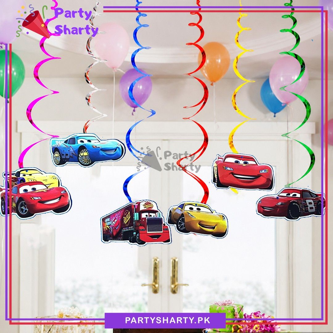 Lightning McQueen Car Theme Swirls For Mc Queen Theme Birthday Party Decoration