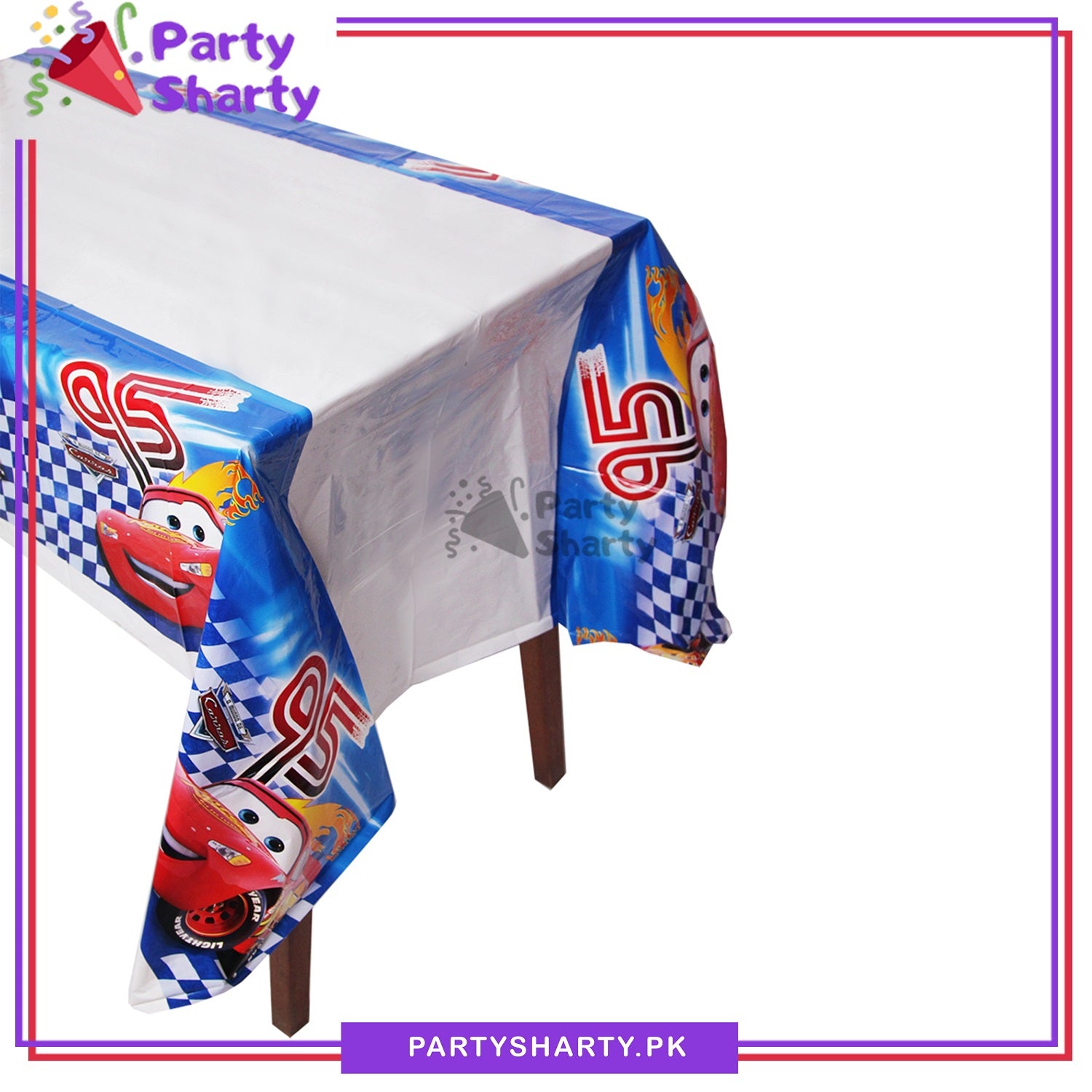 Lightning Mc-Queen Car Party Theme Table Cover for Birthday Party and Decoration