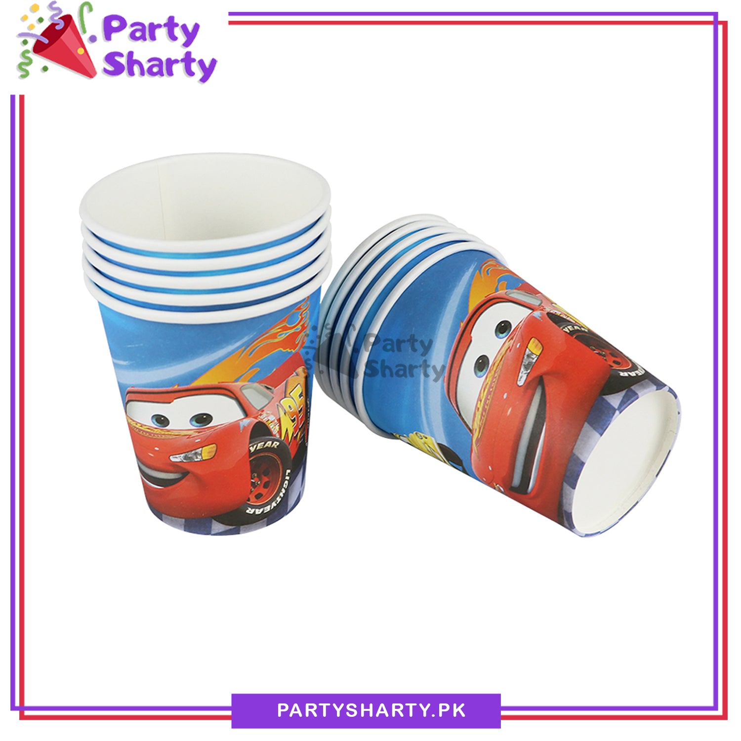 D-2 Lightning McQueen Theme Birthday Party Paper Cups / Glass For Themed Based Party Supplies and Decorations