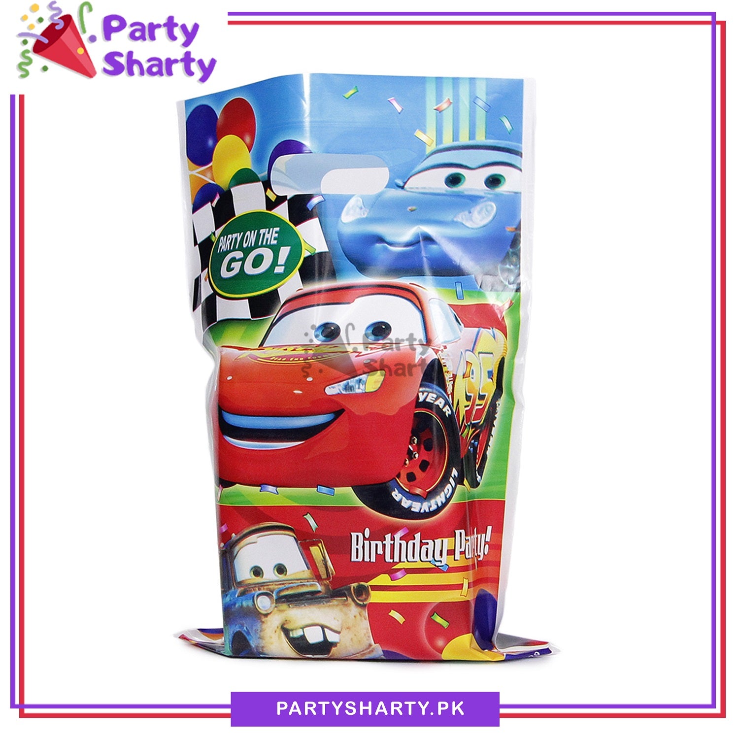 Lightning Mc-Queen Car Theme Goody Bags Pack of 10 For Theme Party Decoration and Celebration