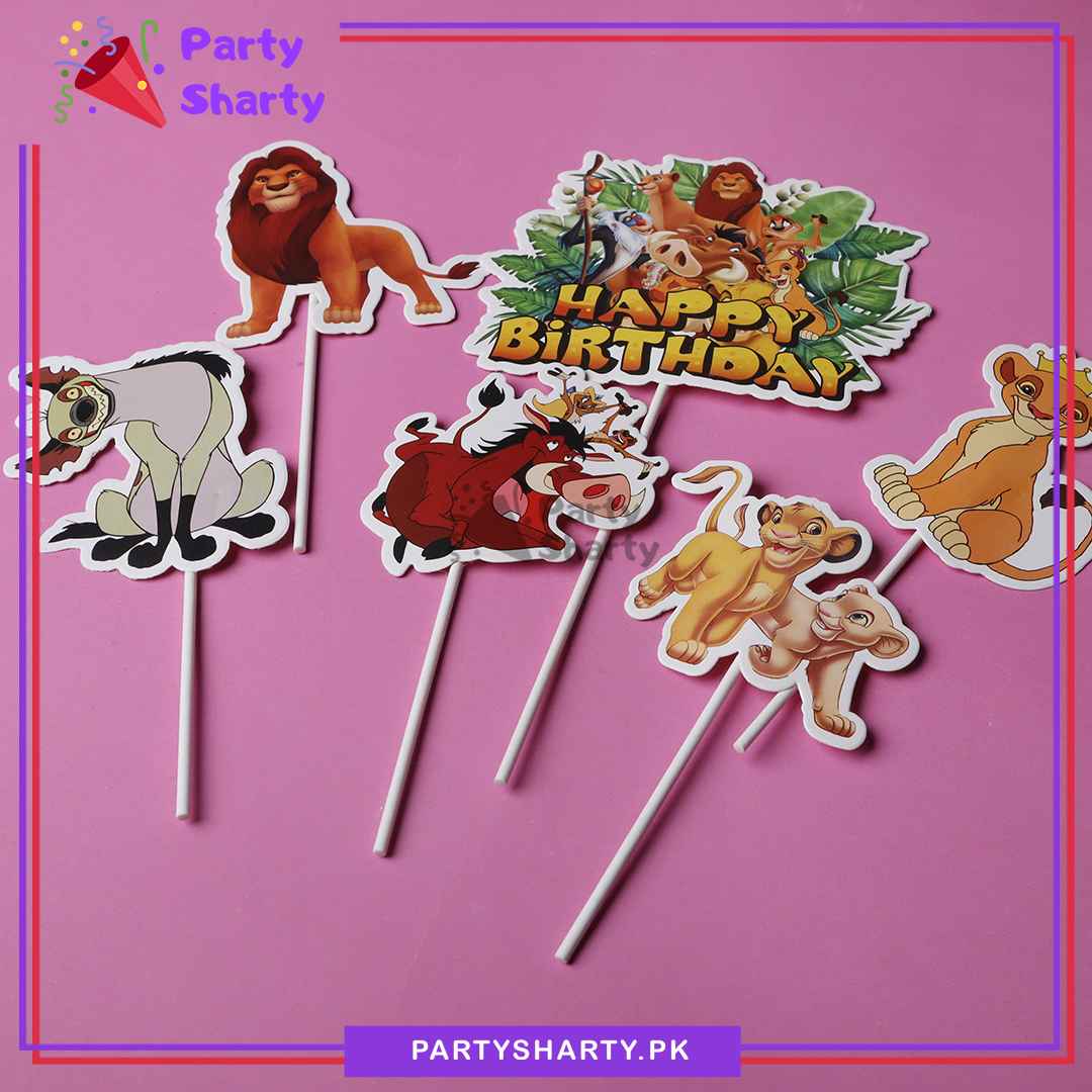 Lion King Theme Cake Topper Set of 6 for Lion King Theme Birthday Decoration and Celebration
