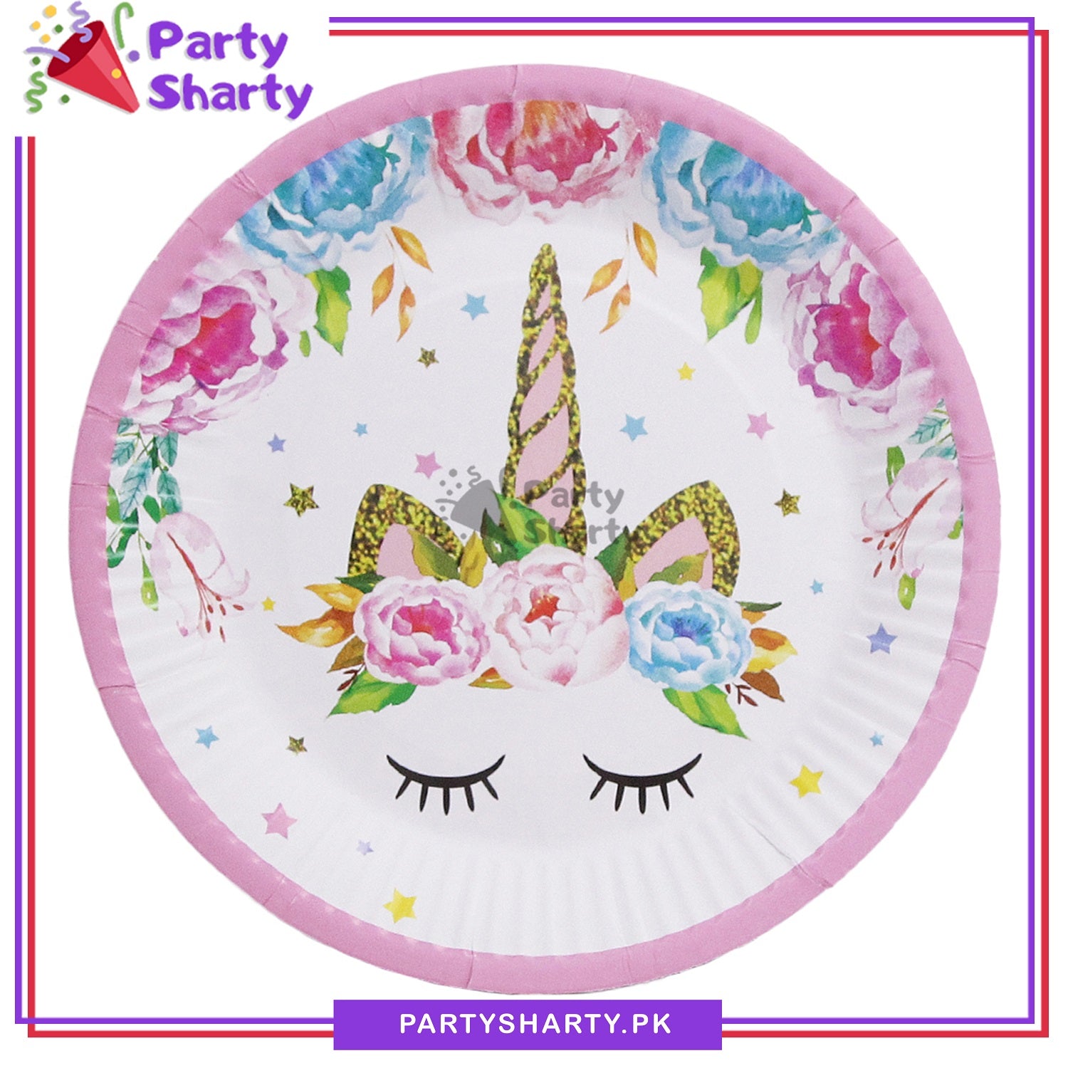 7 inches Small White Unicorn Theme Party Disposable Paper Plates for Unicorn Theme Party and Decoration