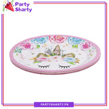 7 inches Small White Unicorn Theme Party Disposable Paper Plates for Unicorn Theme Party and Decoration