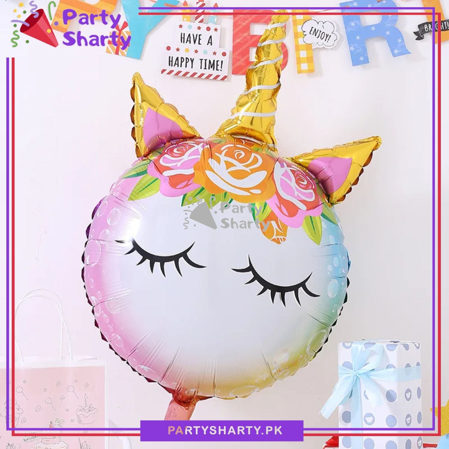 Cute Little Unicorn Face Foil Balloon For Unicorn Theme Party Celebration