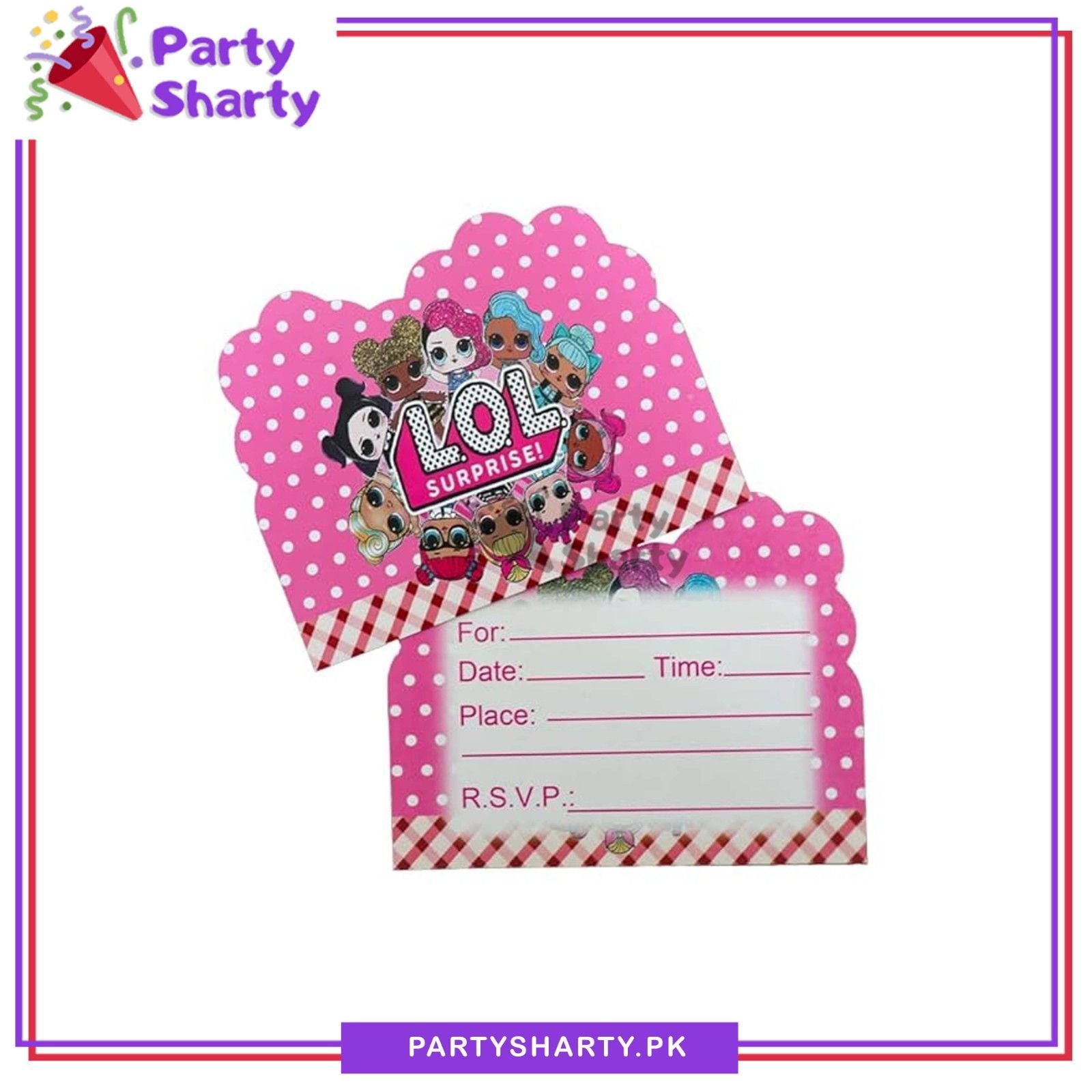 LOL Doll Invitation Cards Pack Of 10 for LOL Doll Theme Birthday Celebration