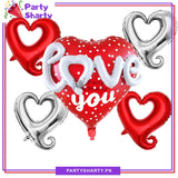 5pcs/set 3D Love You with 4 Hollow Heart Shaped Foil Balloons For Party Decoration and Celebration