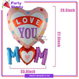 Love You Mom Foil Balloon For Mother's Day and Mom Birthday Party Decoration