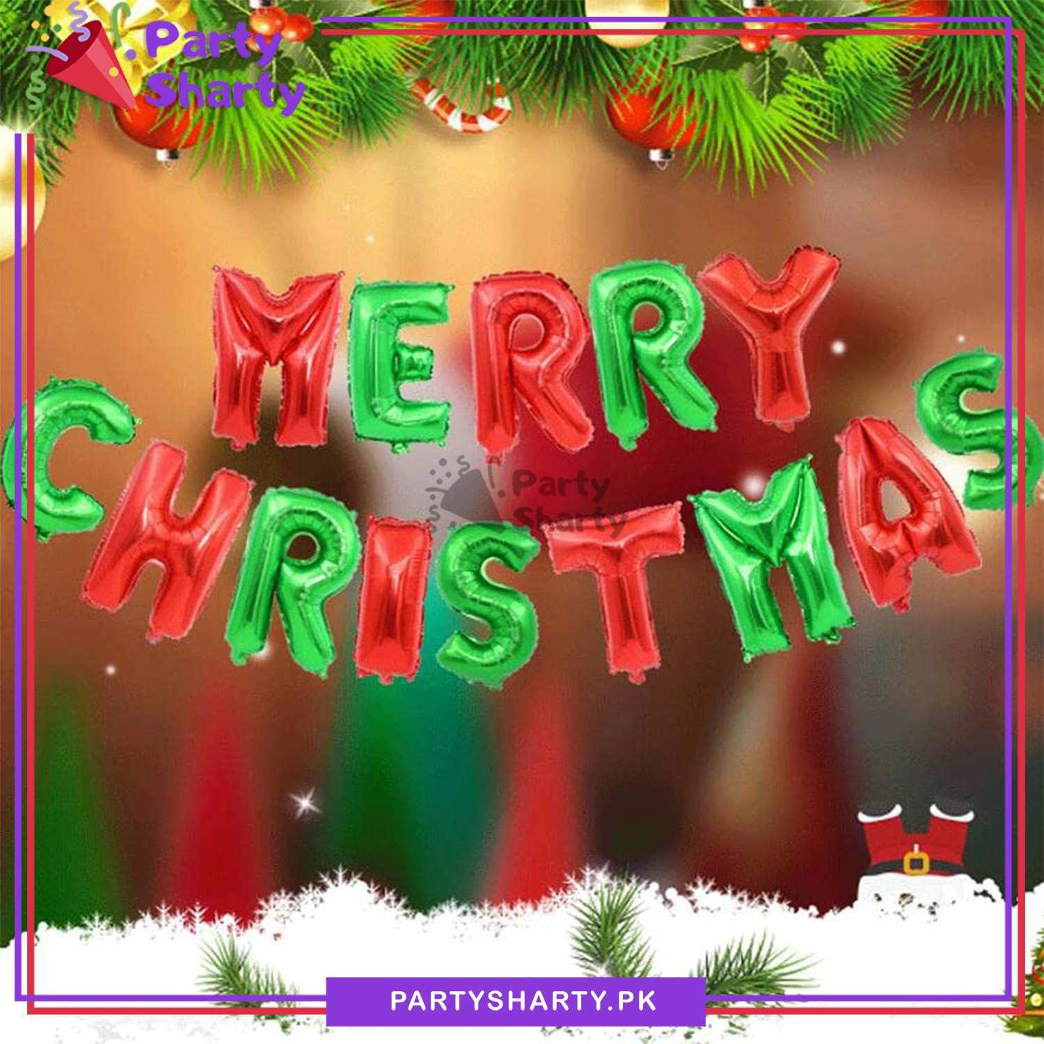 MERRY CHRISTMAS Foil Balloon Banner for Christmas Party Decoration