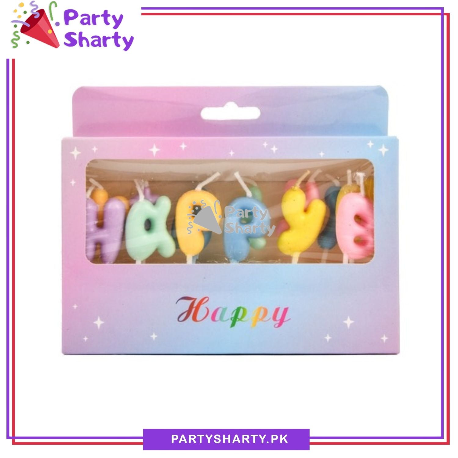 Macron / Pastel Multi Color Happy Birthday Letter Candle for Birthday Cake and Celebration